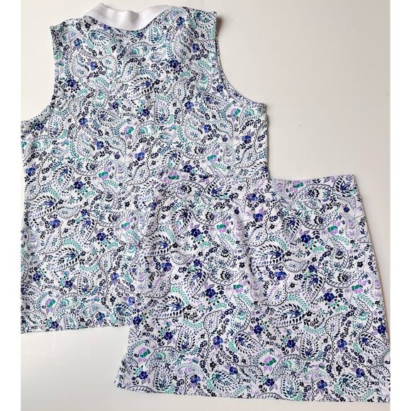 Croft and Barrow Paisley Collard Sleeveless Top & Mini Skort Set Women's M/L - Picture 2 of 8